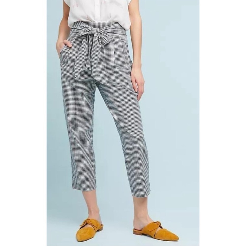 Cartonnier Anthropologie Gingham Toe Waist Linen Trousers
